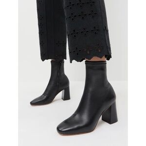 New Loeffler Randall Elise Black Leather Stretch Bootie Sz 7